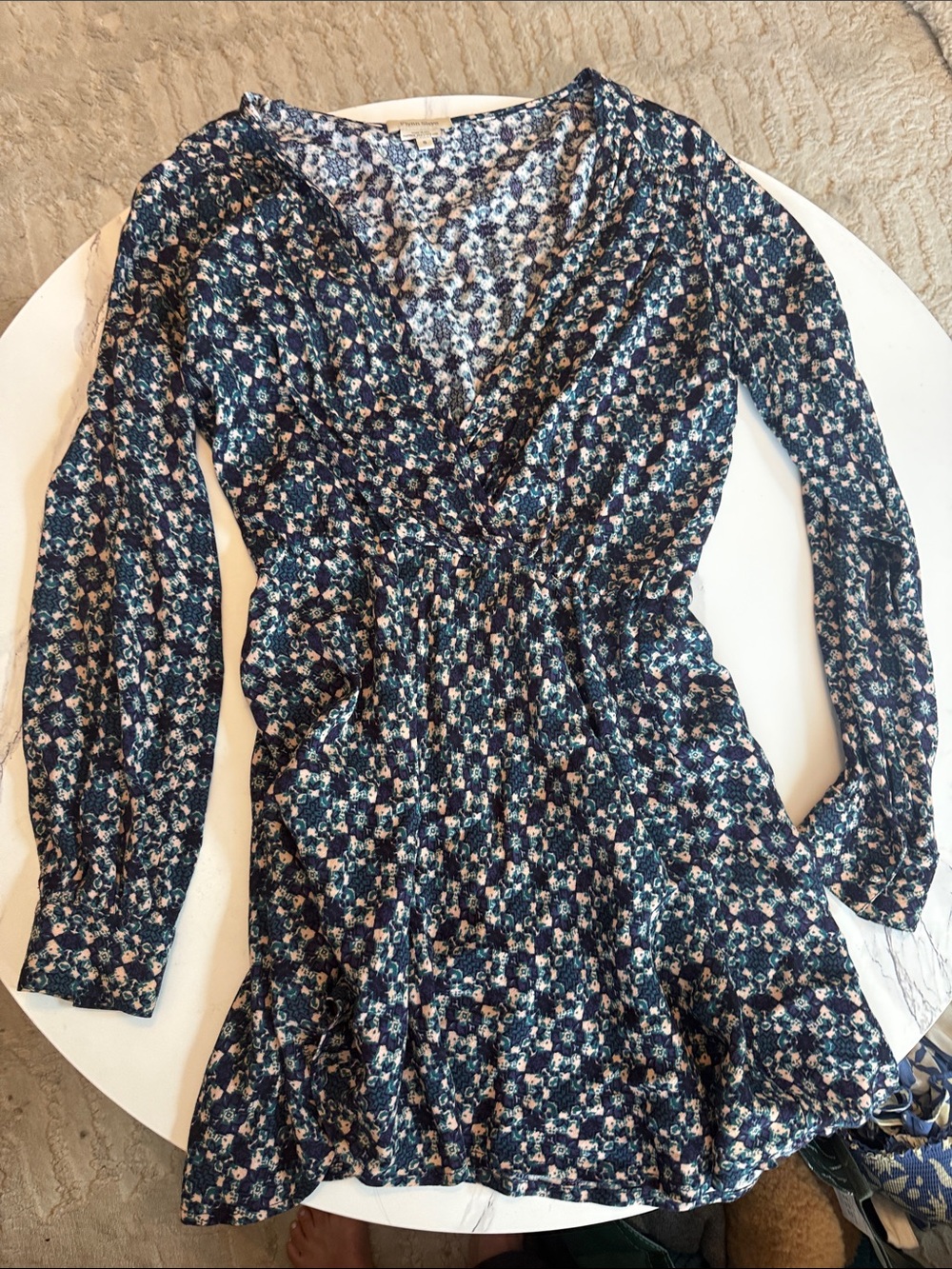 Flynn Skye Navy Floral Long Sleeve Wrap Dress